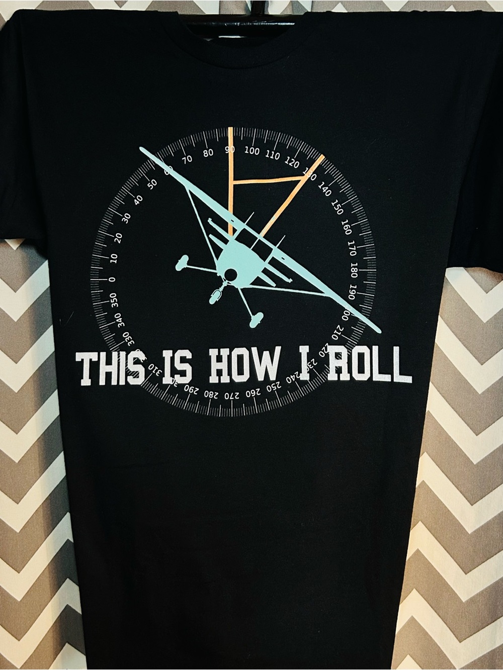 Men's Black “ THIS IS HOW I ROLL”aviation tee Graphic T‑Shirt